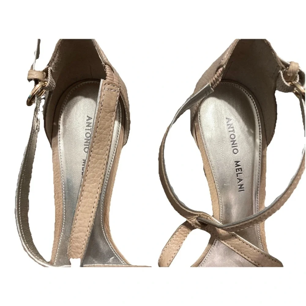 Antonio Melani Women's Strappy Heeled Sandals Leather Open Toe Slingback 11M
